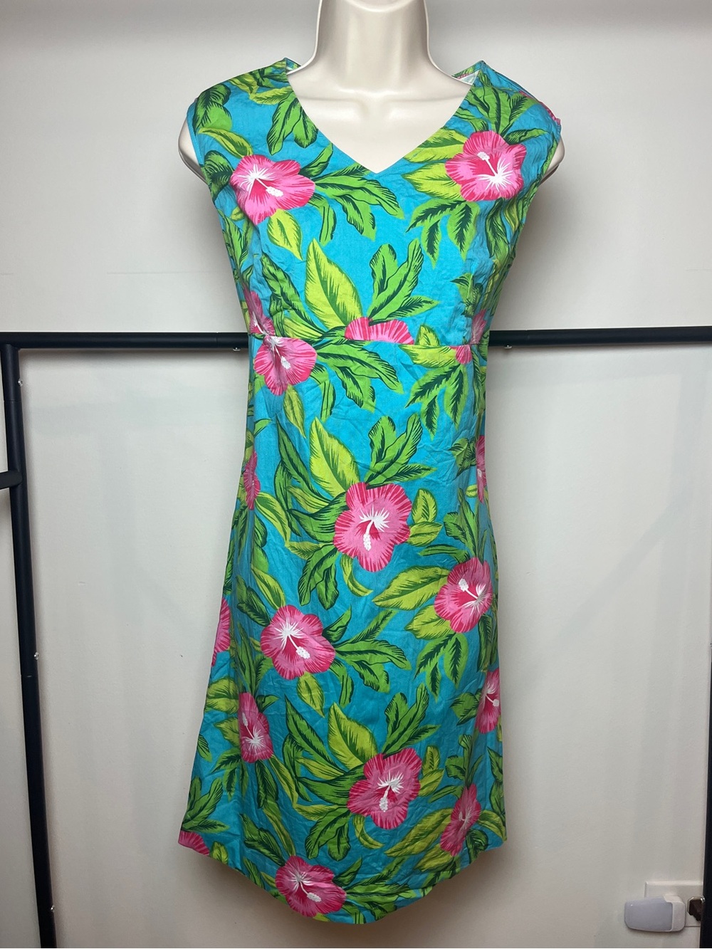 Tropical Floral Midi Sundress Vacation Summer Beach Pool Preppy Large Cotton